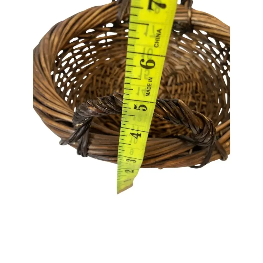 Vintage 2 Handle Wicker Basket Brown 10.5